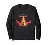 Funny UFO Beams Rock Star Cat Up Costume for Boys and Girls Long Sleeve T-Shirt