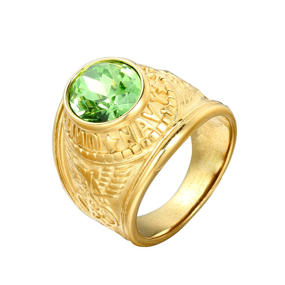 Военное кольцо из титановой стали для мужчин, модная инкрустация драгоценными камнями, стильные унисекс украшения, подарок