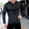 Мужские спортивные пуловеры с капюшоном, повседневные рубашки с длинными рукавами, осенне-зимняя толстовка для фитнеса, быстросохнущие дышащие топы для тренировок по бегу