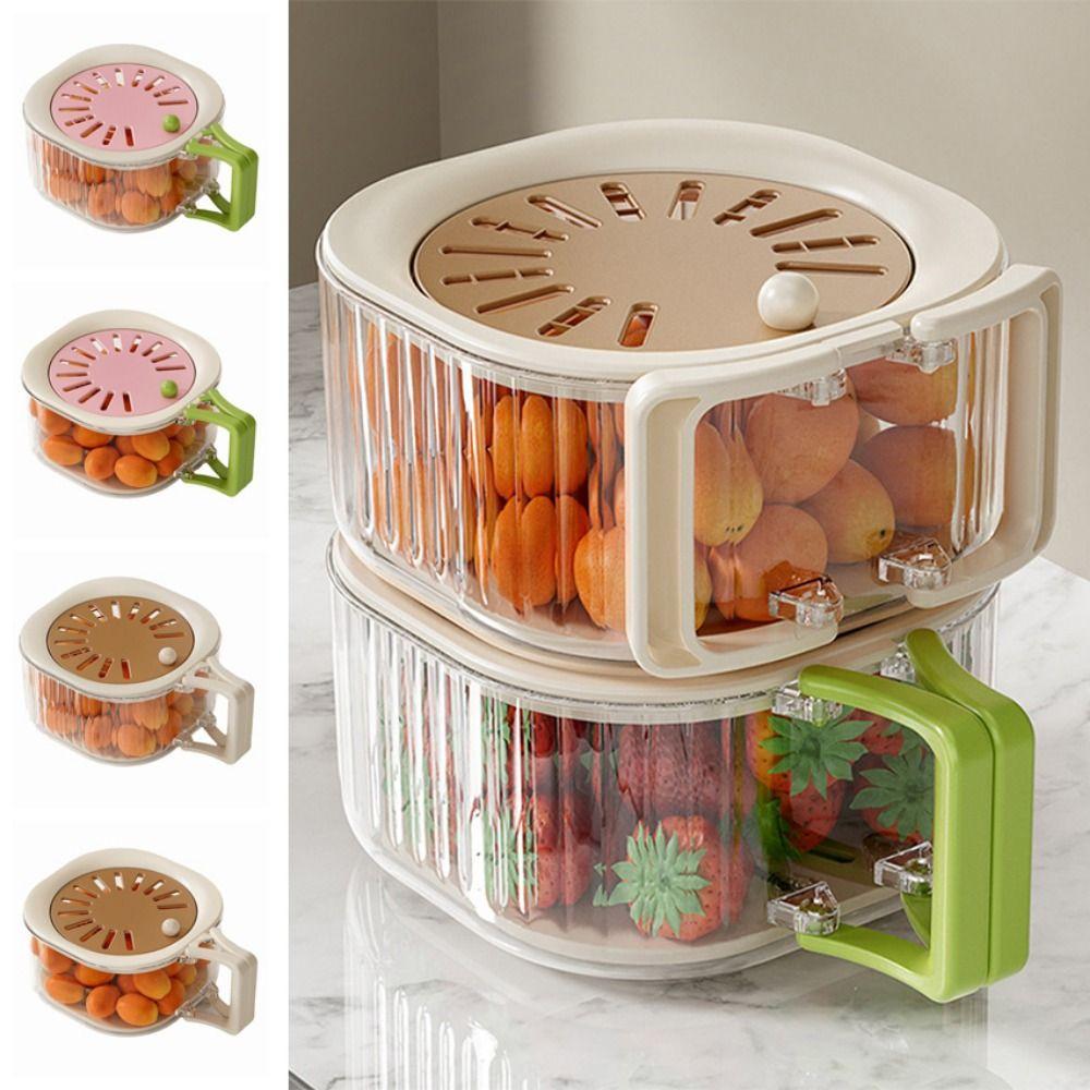 Splash-proof Fruit Cleaning Bowl Double Layer Fruit Drainer Container Refrigerator