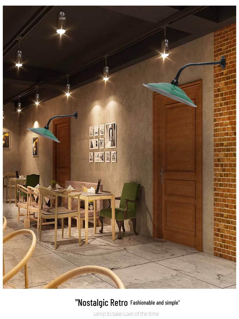 Vintage Military Green Outdoor Curved Pole Street Light, Waterproof Industrial-Style Lampshade for Doorway or Farmhouse Wall