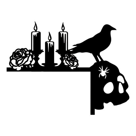 Halloween Door Topper Metal Cat Skull Witch Castle Halloween Door Wall Corner Decor Frame Sign Holiday Home Decoration