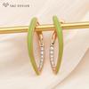 Fashion Champagne Gold Color Green Enamel Drop Earrings For Women Girl Wedding Party Cubic Zirconia Eardrop Jewelry