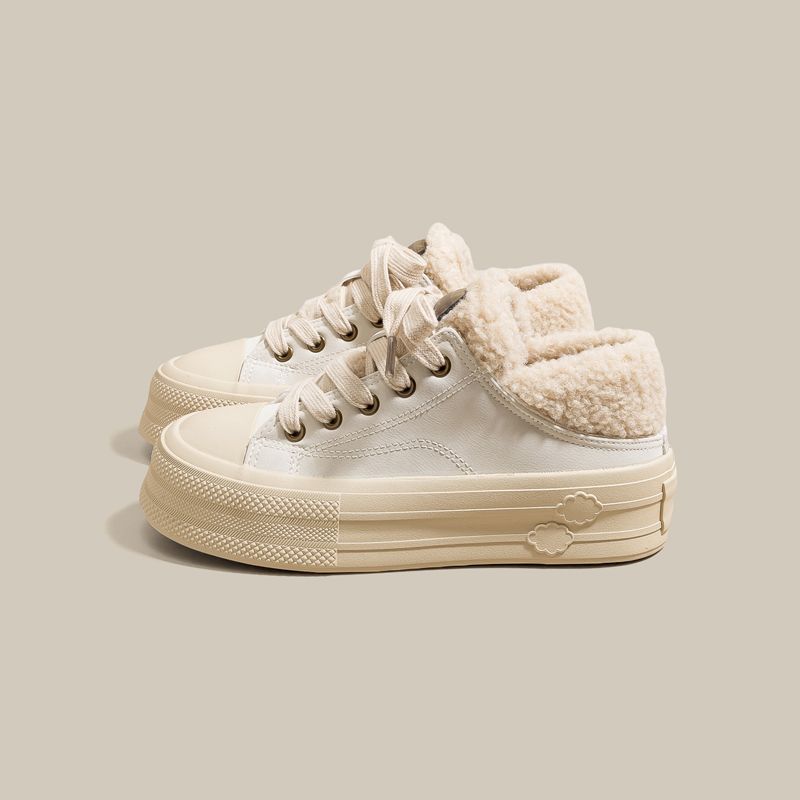 Зимняя нишевая теплая дизайнерская двухсторонняя обувь женская флисовая повседневная спортивная две хлопковые туфли женские