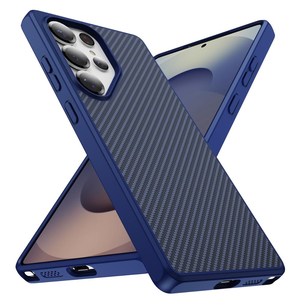 Чехол для телефона с текстурой карбона, приятный на ощупь, для Samsung Galaxy S26 S25 S24 S23 Plus Ultra, противоударный, защищающий от царапин
