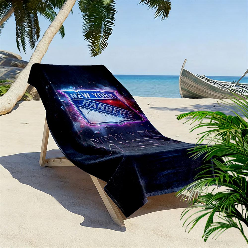New York Rangers Hockey Logo Design Patterned beach towel quick dry perfect for travel outdoor sports jogging the beach and swimming