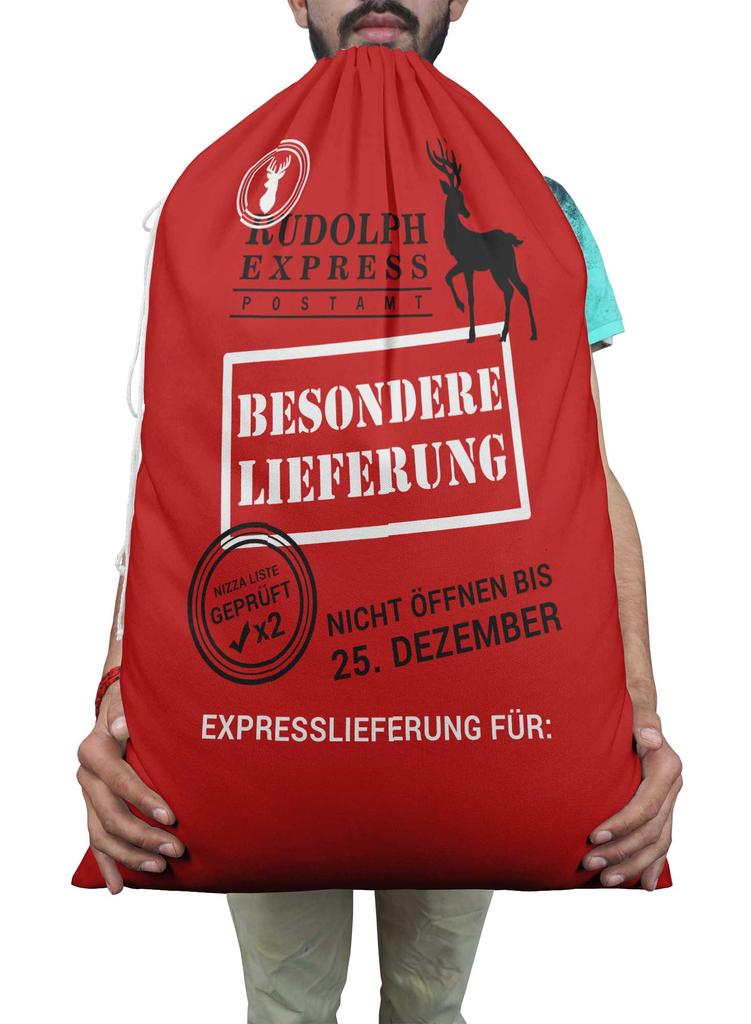 Printtoo Упаковка из 2 специальных рождественских мешков с завязками, очень большого размера, для многоразового хранения рождественских подарков, 27x20 дюймов