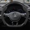 Car Steering Wheel Cover 38cm Leather D Shape For Golf Polo Jatta Passat K3 Suzuki Swift Nissan Rogue Mercedes AMG Accessories