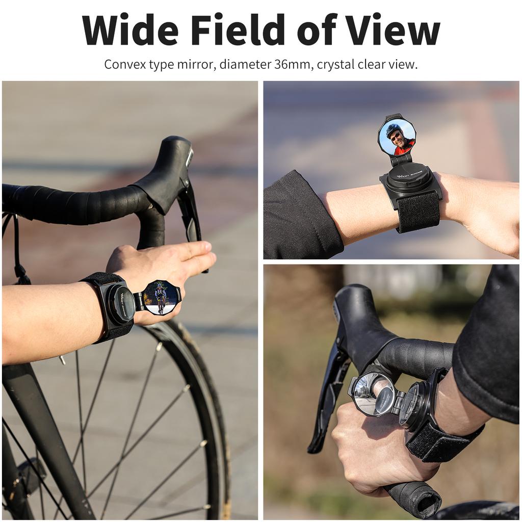 WEST BIKING Bike Wrist Rearview Mirror 360 Degrees Rotate Convex Reflector Arm Mirror Cycling Accessories