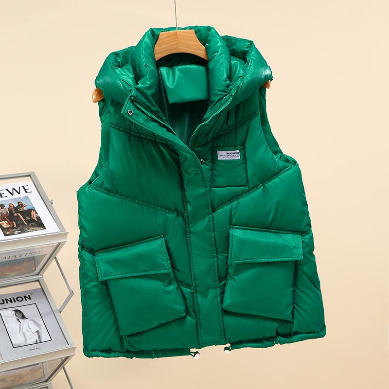 Autumn Winter Women Down Cotton Vests Coat Student Solid Color Outwear Sleeveless Wiastcoat Jacket Woman Padded Jacket Coat Tops