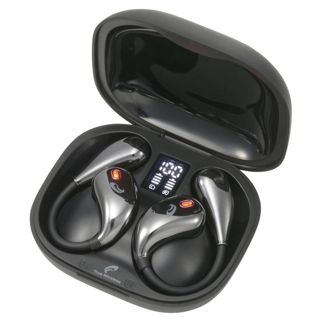 OHM AudioComm Bluetooth Wireless Bone Air No Ear Black OHM Electric Earphones, Conduction, Conduction, Ear-Hook, Blocking, Built-in Microphone,