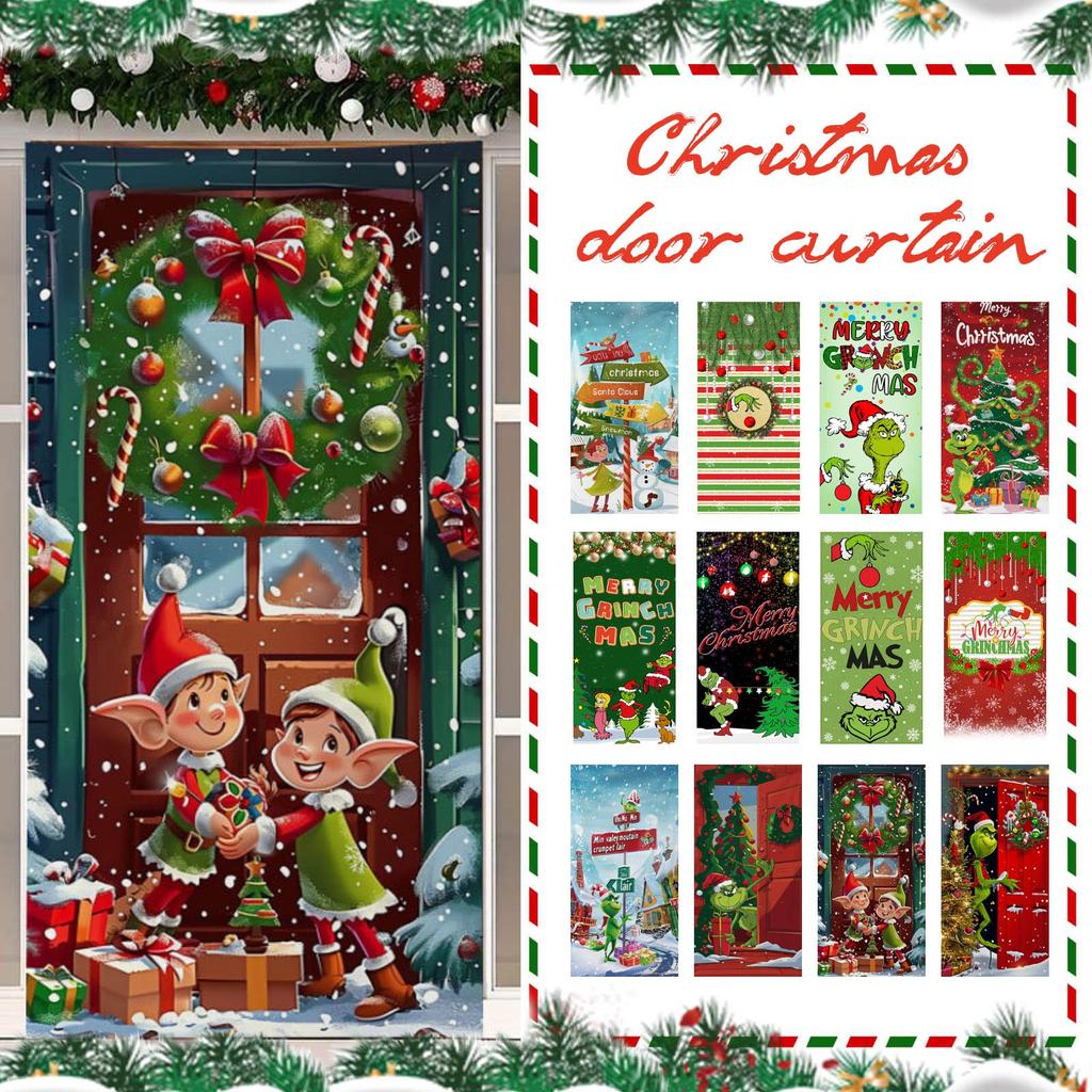 Christmas Door Width Polyester Cloth Christmas And New Year Decoration Christmas Door Curtain Christmas Decoration 180*90cm