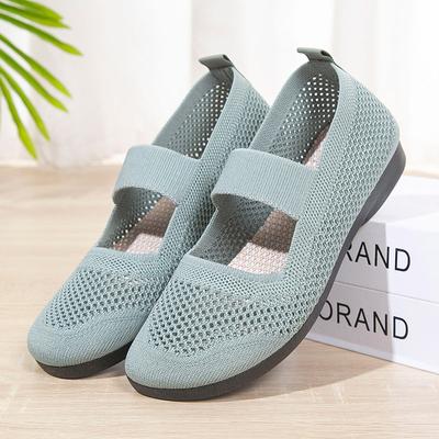Женские модные удобные трикотажные туфли на плоской подошве, женские мокасины, сетчатая обувь с вырезами