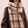 Tassel Plaid Wool Scarf Plush Long Shawl Neck Wrap Winter Cashmere Scarves  Student