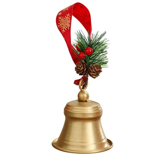 Christmas Bell Hanging Ornaments Rustic Metal Bell Decoration with Artificial Pine