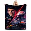 "Dynamic Racing Theme with Dark Tones"Flannel Blanket for Bedroom, Living Room, Sofa, and Nap