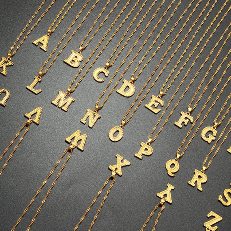 26 Букв Позолоченная Подвеска Ожерелье Аксессуары Ожерелье с Инициалом для Женщин Изящная Золотая Подвеска с Буквами от A до Z