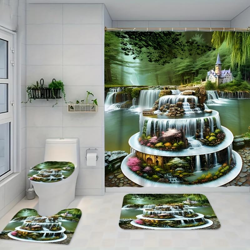 Красивые горные водопады узор занавески для душа геометрические полосы шторы для ванной комнаты аксессуары набор занавеска для ванны с крючками водонепроницаемые