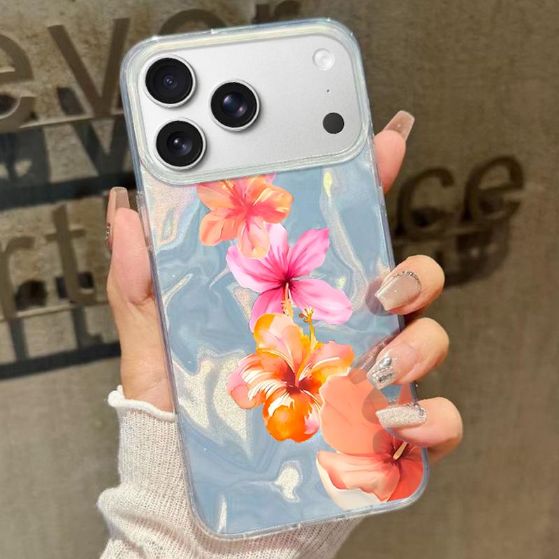 Slim Red Lily Flower Pattern Phone Case For iPhone 17 Air 16e 16 15 14 Pro Max 13 17 Pro Max Shockproof TPU Hybrid Hard PC Phone Cover