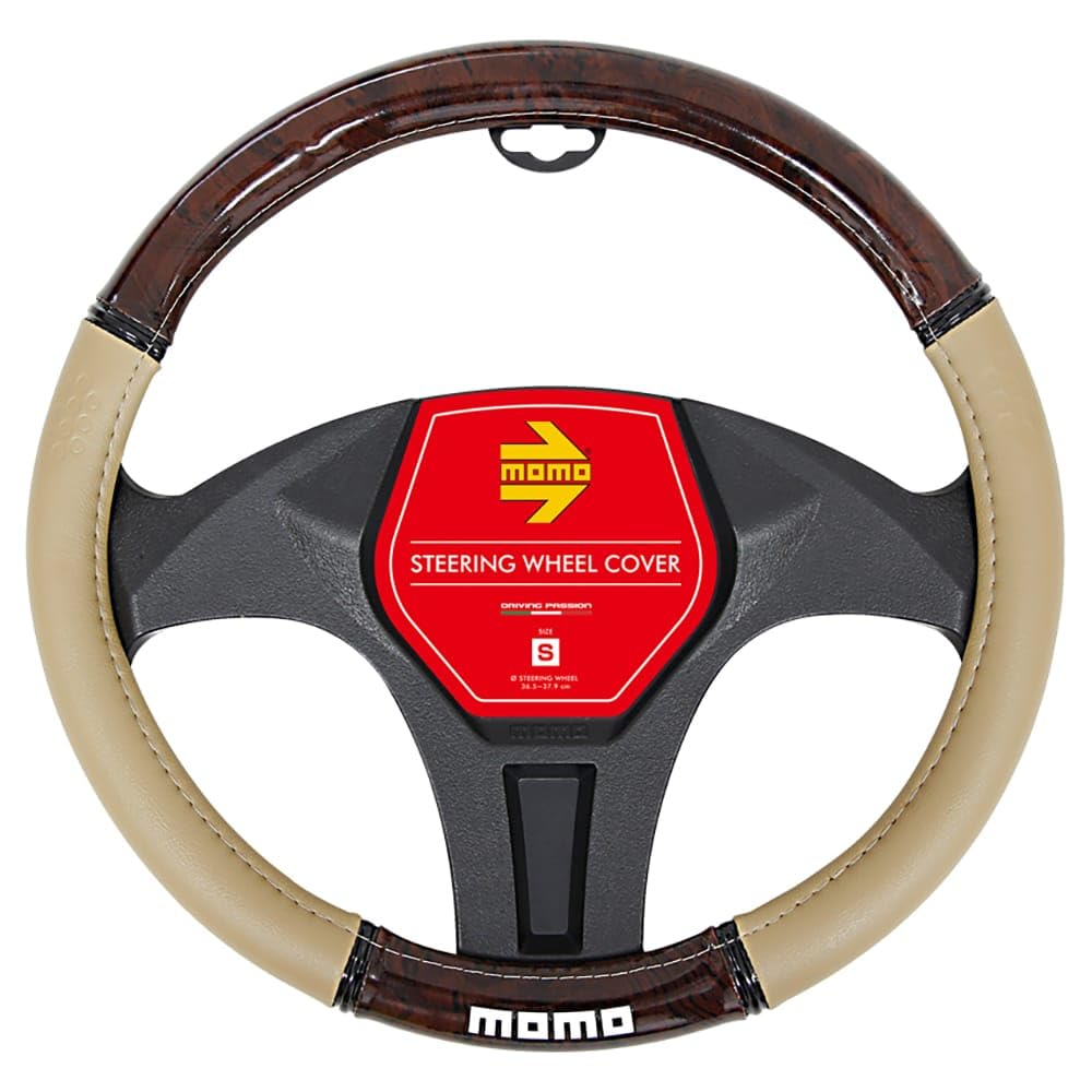 РОСКОШНЫЙ ДЕРЕВЯННЫЙ РУЛЬ MOMO Бежево-коричневый Среднего размера Чехол, Италия, Милан, Дерево,