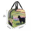 A Black Cat Walking Anime Insulated Lunch Bag for Women Kids Portable Food Boxes Thermal Lunch Box Tote