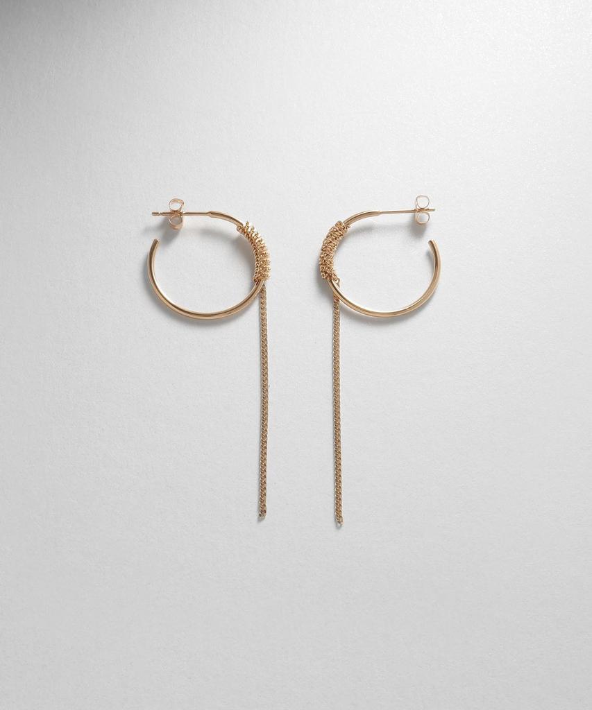 Серьги K10 Полые серьги-кольца с обернутой цепочкой, пусеты 40576550 Желтое золото 00 [Кокошник] Женские (100)