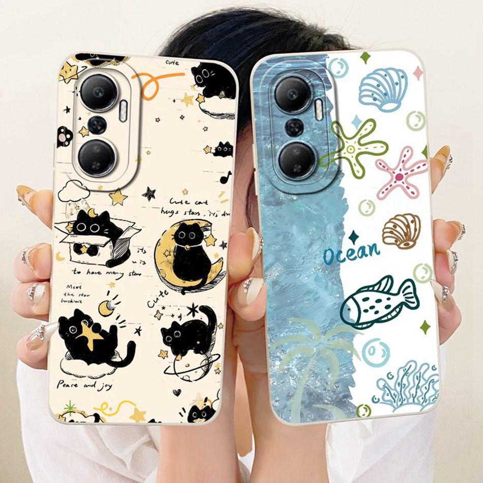 For Infinix Hot 20 20Play Cute Cat Flower Cartoon Phone Case For Infinix Hot 20 Play Hot20 4G Soft Silicone Covers Bumpers
