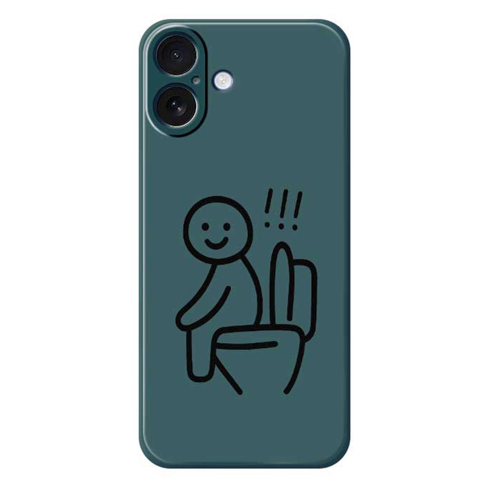 For iPhone 17 Case Stickman Toilet Pattern Printing Straight Edge TPU Phone Back Cover