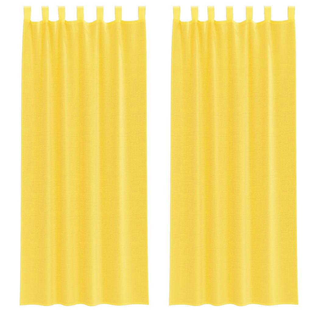 Voile Curtains with Loops 2 pcs Yellow 140 x 260 cm
