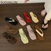 Fashion SUOJIALUN 2025 Summer New Candy Color Women Slipper Fashion Soft Flat Heel Outdoor Casual Slides Open Toe Outdoor Beach Sandal