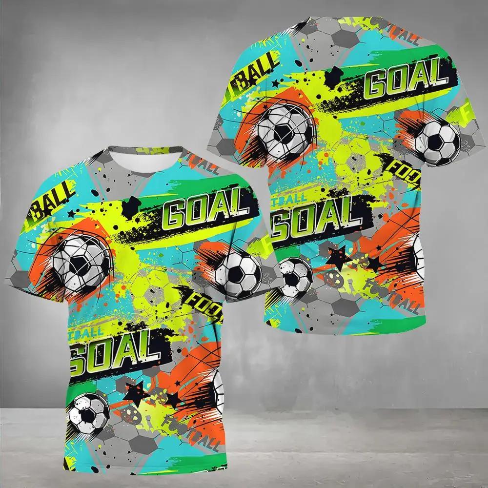 Футболка с футбольным принтом, мужская мода, лето, короткий рукав, уличная одежда, свободная мужская одежда