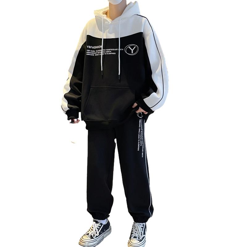 И Спортивный костюм из двух частей с широкими брюками, пуловер с длинными рукавами, повседневный, свежий, удобный, в спортивном стиле, мужской наряд