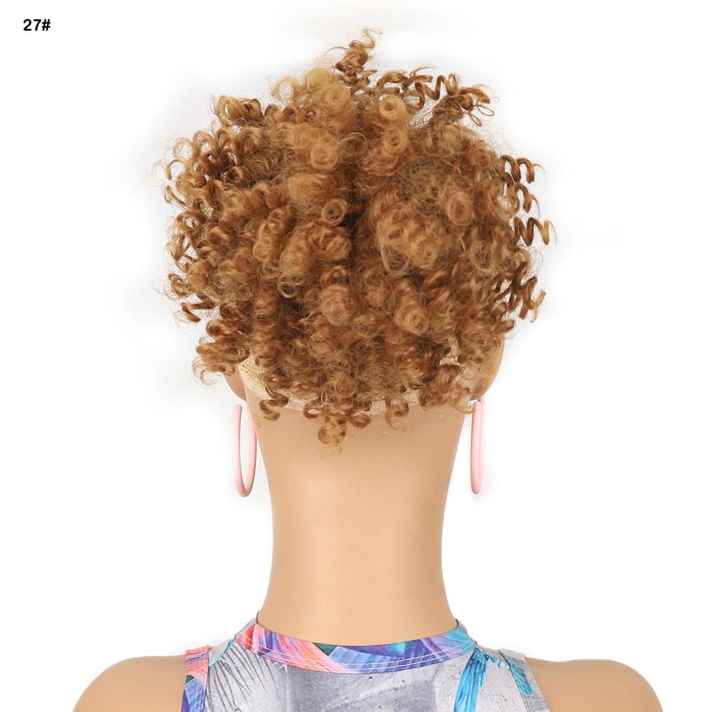 Африканский кудрявый пучок-бублик шиньон резинка обертка афро пуф черный синтетический парик для женщин для ежедневного использования