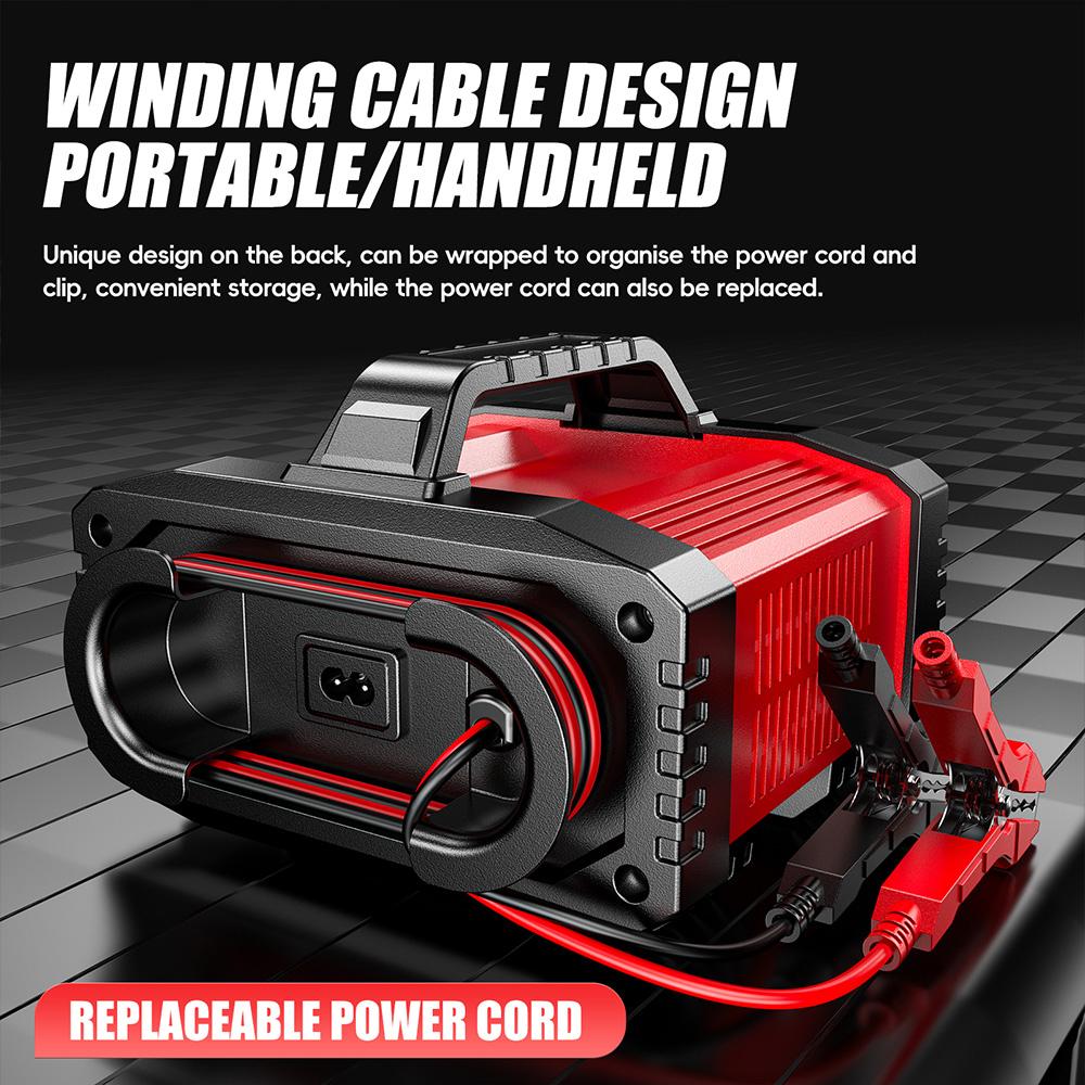 Protect Quick Charger Full Automatic 12V/24V Car Battery Charger Intelligent for Repair Car Maintainer Multiple Protections 300W LCD Display