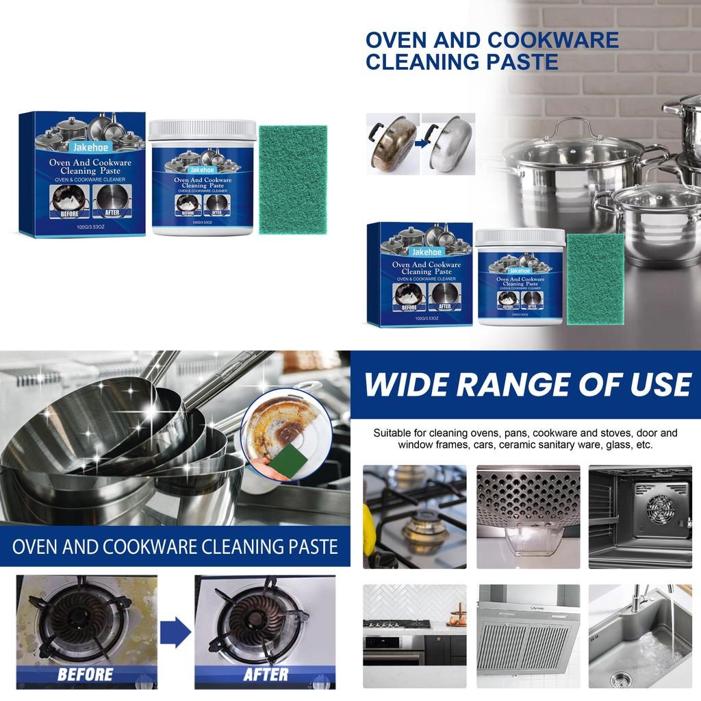 Паста для чистки нержавеющей стали Jakehoe для кухонной утвари и удаления жира, 100 г и чистящая салфетка