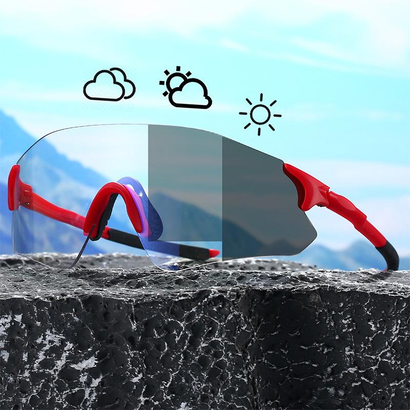 Фотохромные спортивные очки мужские новые без оправы для езды на велосипеде по шоссейным дорогам женские обернутые круглые ветрозащитные солнцезащитные очки с защитой от ультрафиолета