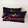 2/3Pcs Queen-Themed 3D Crown Pattern Duvet Cover Set (1 Duvet Cover + 1/2 Pillowcase, Without Core), Soft Digital Print, Fantasy