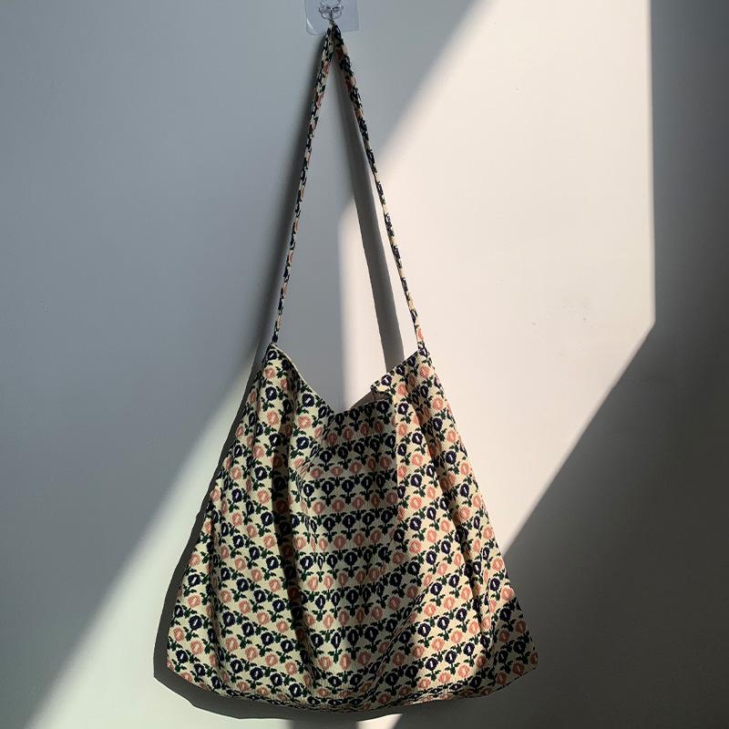 Вельветовая холщовая сумка на плечо с леопардовым принтом - Корейский стиль, Новый летний литературный дизайн для колледжа