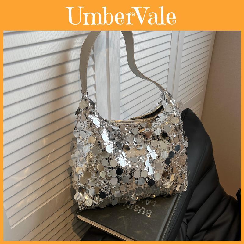 Sparkling Sequin Tote Bag For Women With Zipper Closure And Inner Phone Pocket For Casual Day Use