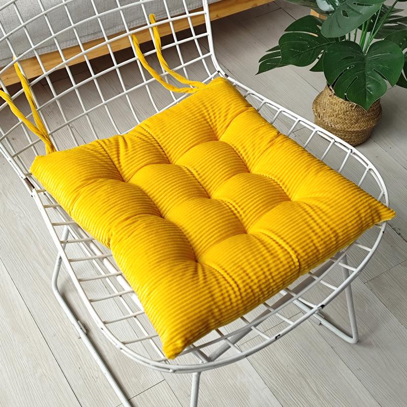 Warm Corduroy Strap Chair Cushion - Solid Color, Comfortable Chair Pad for Autumn and Winter