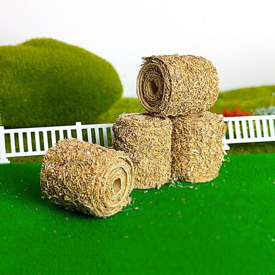 4 шт. Миниатюрная модель тюка сена, реалистичное украшение для мини-стога сена, крошечный круглый искусственный тюк соломы, аксессуары для украшения кукольного домика на ферме