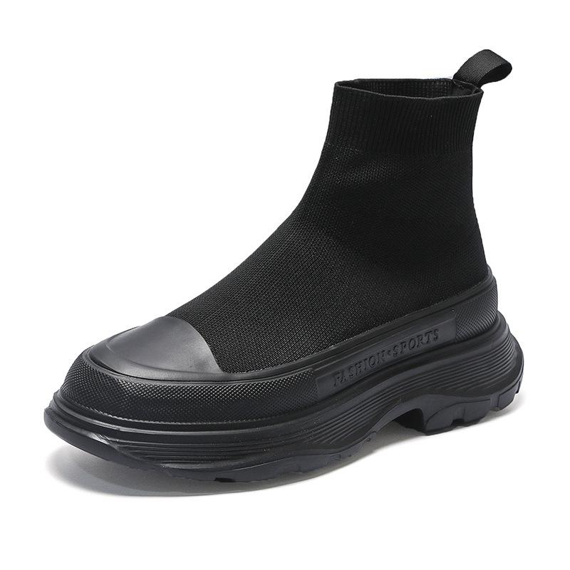 Мужская обувь модного бренда, высококачественная летающая плетеная обувь, высокие туфли-носки, дышащая и удобная обувь на толстой подошве, увеличивающая рост, повседневная спортивная обувь