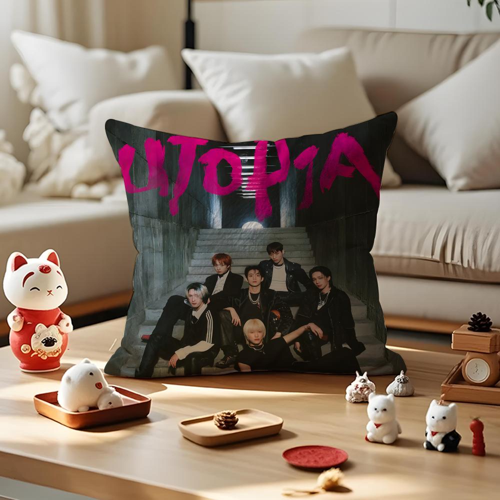 Pop KPOP PPHarmony Cushion Cover Silky Short Plush with Invisible Zipper Dustproof Sofa Pillow Cover for Home Decor