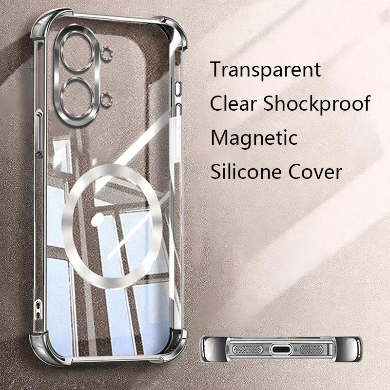 Clear Shockproof Magnetic For Magsafe Case For Huawei Pura 90 80 70 Ultra P60 P50 P40 Pro P30 Lite Wireless Charging Soft Cover