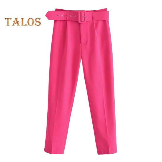 Женские брюки прямого кроя с высокой талией, длинные брюки с карманами, однотонные повседневные рабочие брюки