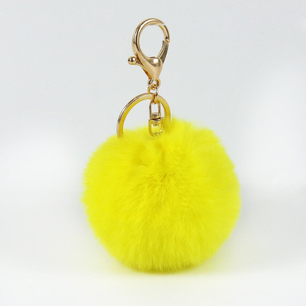 ASLSAW 8CM Faux Leather Artifici Fur PomPom KeyChain Rabbit Hair Bulb Bag Pom Pom Ball Key Chain Pendant Porte Clef for Women