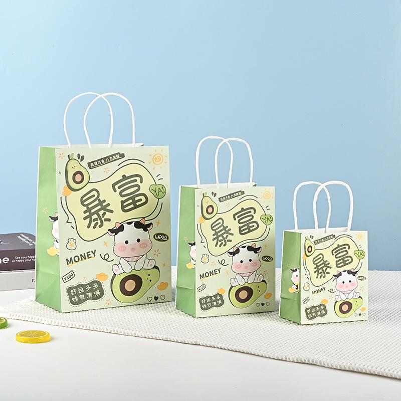 Маленький мультяшный крафтовый бумажный подарочный пакет для дней рождения и вечеринок