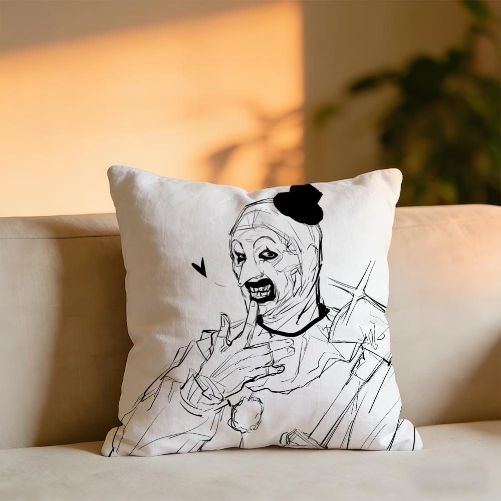 Terrifier Joker Cushion Cover Cozy Velvet Throw PillowSoft Warm Cushion For Sofa Bed