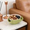 Double Dish Snack Bowl Straw Snack Serving Dish with Shell Storage for Pistachios Edamame Fruits Candy Cherries Nuts