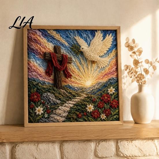 Christmas Activity for Families 3D Christian Fabric Poke Art Kit Adults, Faith Inspired Religious Birthday Gift Ideas Craft Kit, DIY Wall Handmade